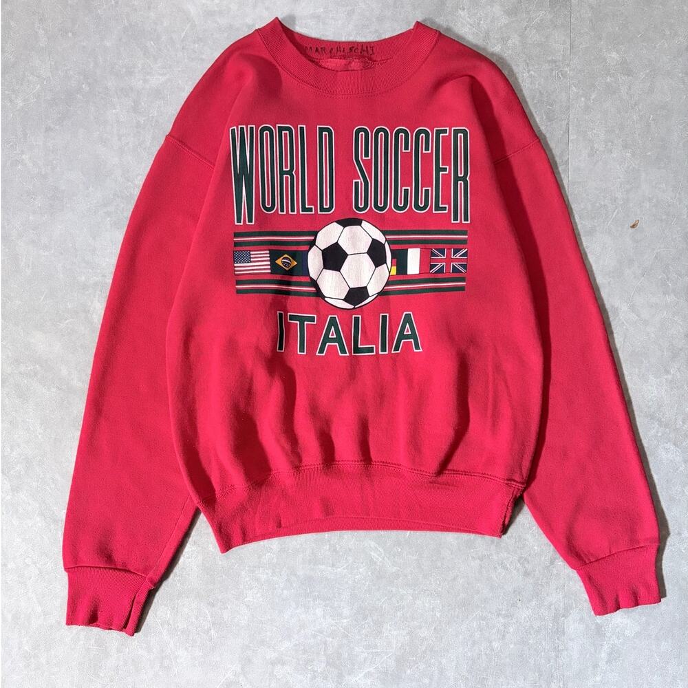 90s Vintage FIFA World Cup Italy Red Crewneck -M